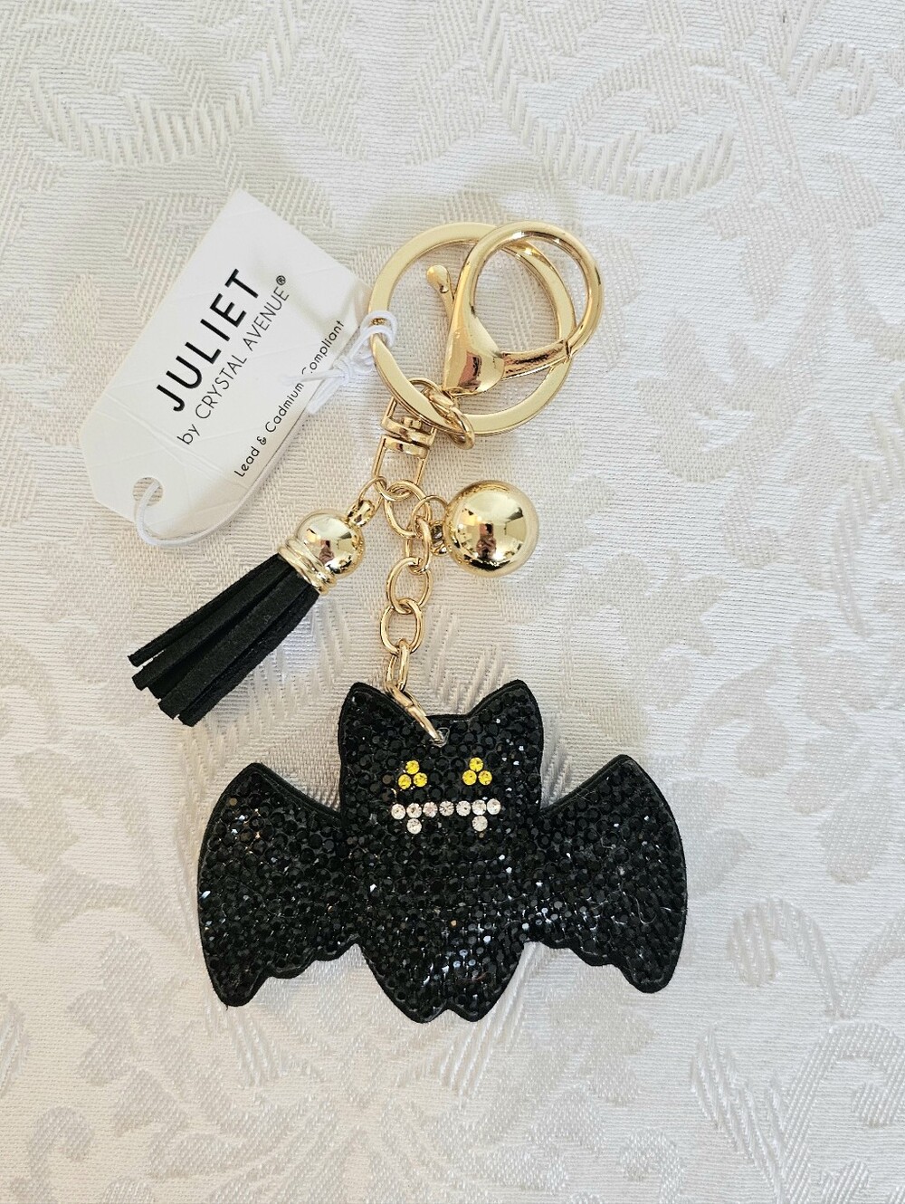 Halloween Puffy Glitter Bat Keychain